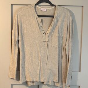 Pink Lily Cream and Gray Knit Top